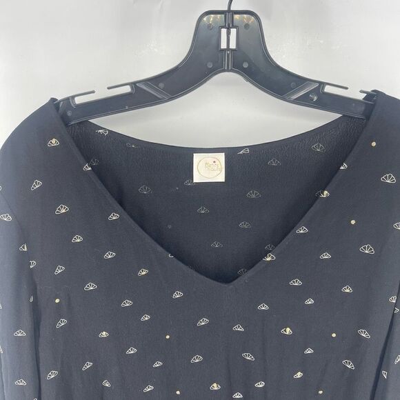 Des Petits Hauts Paris viscose shift dress long sleeves seashells v neck T3 8 - Picture 12 of 12